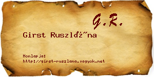 Girst Ruszlána névjegykártya